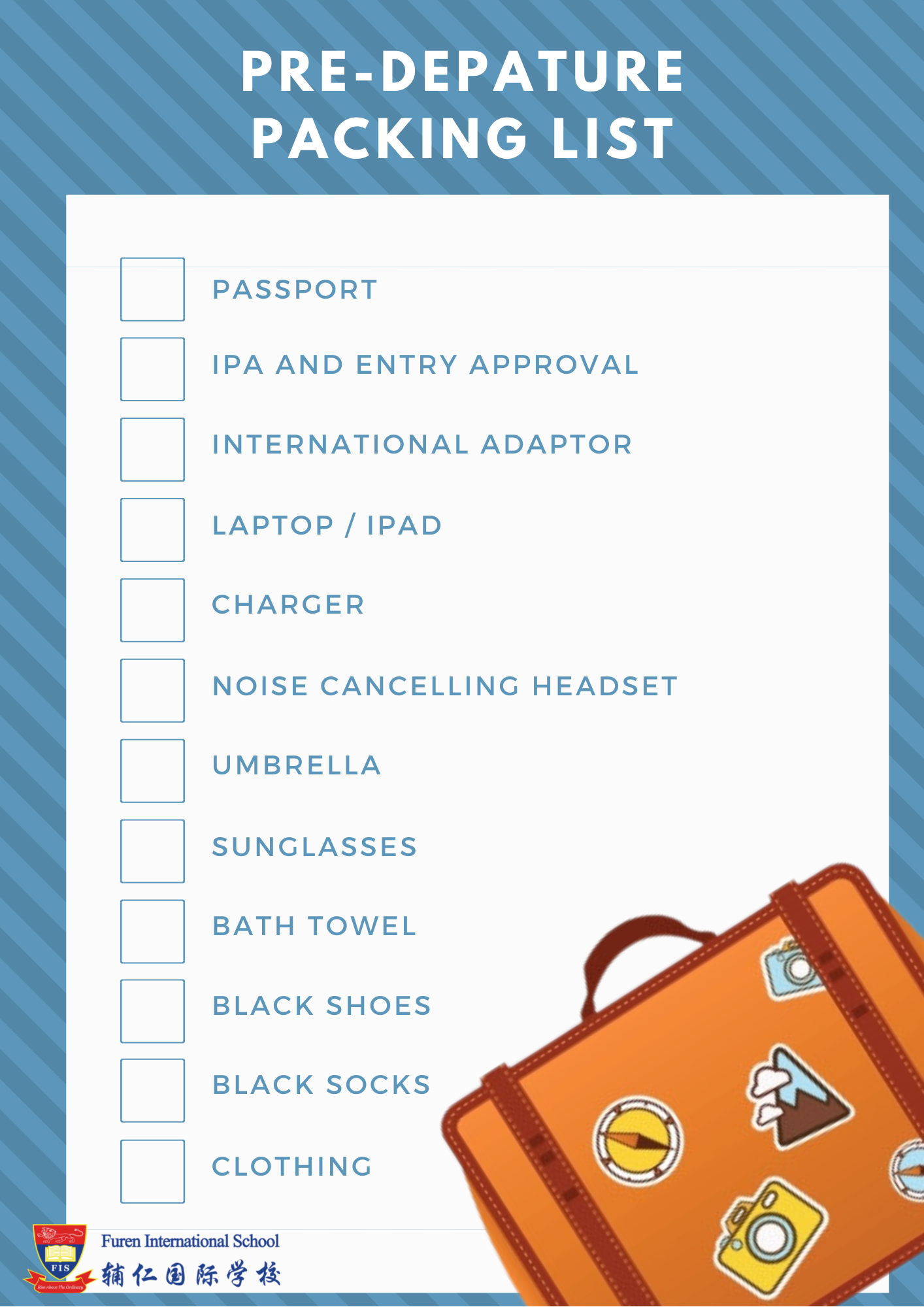 Pre-departure packing list Pre-departure packing list